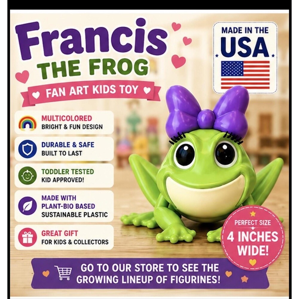 Francis The Frog Fan Art Toy: Mickey Mouse Clubhouse Collectible, USA made
